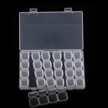 1 шт Прозрачная Пластиковая коробка для хранения на кнопках Дизайн ногтей Независимая Мини-Шкатулка с сеткой 4x7 Съемный Ящик для инструментов Органайзер для сережек