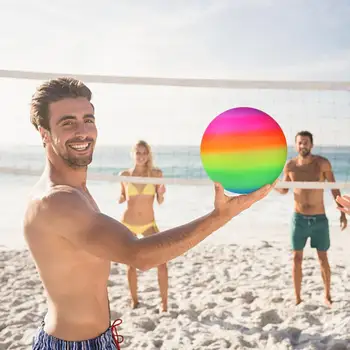 1 шт. Радужный пляжный мяч, надувной летний пляжный мяч, резиновый мяч для плавания в бассейне, сетка для игры в пляжный волейбол в саду, детская игрушка