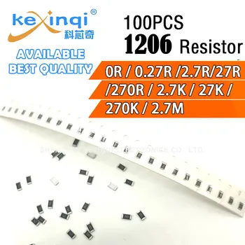 100 шт./лот SMD 1206 Резистор 0,25 Вт 1/4 Вт сопротивление 0R Ом 0,27R 2,7R 27R 270R 2,7K 27K 270K 2,7M