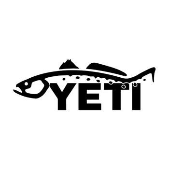 16 см * 6 см для Yeti Logo Fish KK Виниловая водонепроницаемая наклейка на автомобиль Наклейка на окно автомобиля Наклейка для рыбалки Автомобильные аксессуары Черный/белый