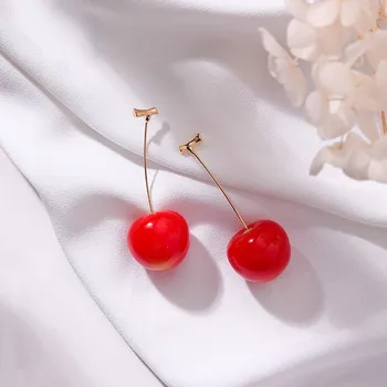 2020 Новые женские серьги из тонкой корейской смолы, моделирующие плоды черешни, контрактные элегантные милые модные висячие серьги для пожилых людей