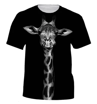 2023 Мужская и женская Летняя футболка для пары с рисунком животных, 3D-жирафа, новый стиль, мужская и женская футболка с короткими рукавами для мужчин и женщин.