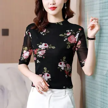 2023 китайская винтажная этническая рубашка hanfu женские элегантные сетчатые рубашки с цветочным принтом oriental tang suit feminino ретро базовая рубашка