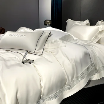 2023 элитный комплект постельного белья, очень большой роскошный белый пододеяльник, верхнее постельное белье из натуральных материалов, благоприятное для кожи