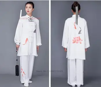 2024 китайская форма кунг-фу традиционный цветочный принт ушу тайчи мужчины форма кунг-фу костюм униформа тай-чи спортивная одежда