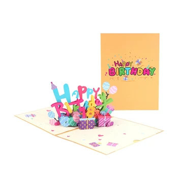 3D Трехмерная Поздравительная открытка с Днем Рождения, Красочная резьба по бумаге ручной работы, Благословляющее Подарочное сообщение, Вставляемая цифровая карта, Долговечность