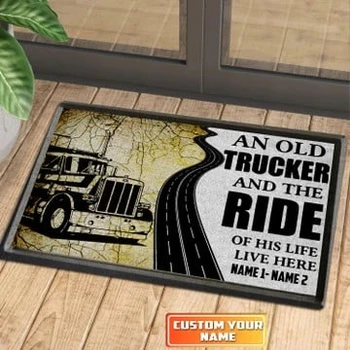 3D-принт Trucker По всему периметру с персонализированным названием Doormat Коврик с 3D-принтом