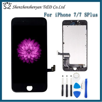 AAA + ++ ЖК-дисплей белого и черного цветов для iPhone 7/7 Plus Замена сенсорного экрана Без битых пикселей + Закаленное стекло + Инструменты + TPU