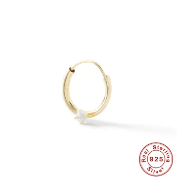 Boako Маленькое кольцо с пирсингом в носу из стерлингового серебра S925 пробы с одним бриллиантом Ювелирное изделие круглой формы Индивидуальные модные аксессуары женские