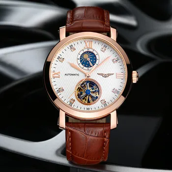 GUANQIN, лидирующий бренд, роскошные механические часы для мужчин, 100-метровые водонепроницаемые мужские часы из сапфировой зеркальной кожи с турбийоном, автоматические часы