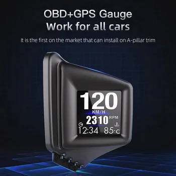 HUD OBD2 + GPS Многофункциональный головной дисплей Автомобильный тахометр Турбо Давление масла Об/мин Температура воды Спидометр Автомобильные аксессуары