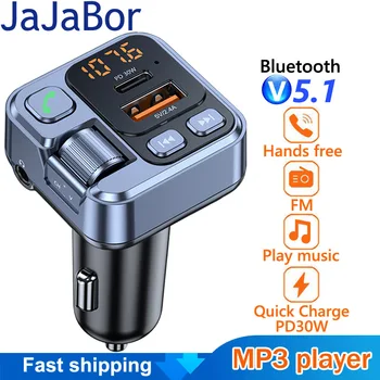JaJaBor FM-Передатчик Автомобильный Музыкальный MP3-Плеер 3,5 мм AUX Аудиоприемник Type C PD 30 Вт Быстрая Зарядка Громкой Связи Bluetooth Автомобильный Комплект