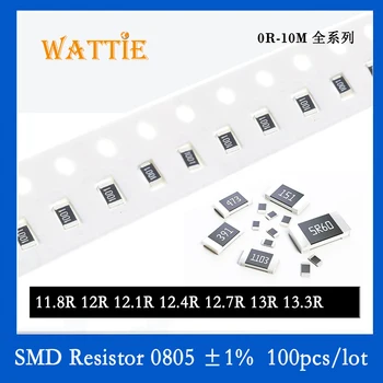 SMD резистор 0805 1% 11.8R 12R 12.1R 12.4R 12.7R 13R 13.3R 100 шт./лот микросхемные резисторы 1/8 Вт 2.0 мм * 1.2 мм