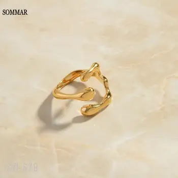 SOMMAR Высококачественное позолоченное кольцо для помолвки для девочек размер 6 7 8 Бамбуковое кольцо в форме креста Цены на кольца в евро ювелирные изделия