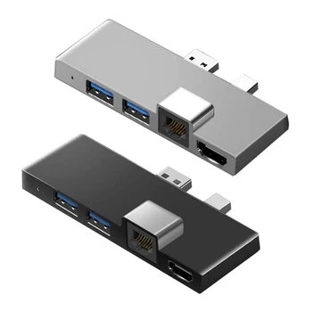 USB3.1 Док-станция-Концентратор USB-C Gen1, Совместимый с 4K Кард-ридером SD/TF, Конвертер RJ45 6в1 для Microsoft Surface