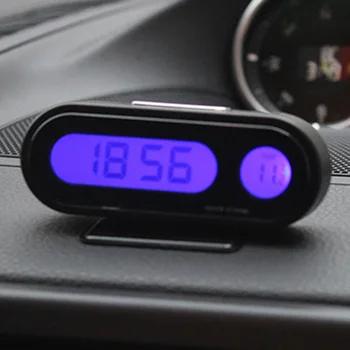 Автомобильные цифровые ЖК-электронные часы с подсветкой, термометр, часы с подсветкой, 8,2 см / 3,23 дюйма x 3,8 см / 1,49 дюйма