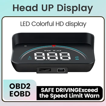 Автомобильный HUD-дисплей OBD2 Проектор лобового стекла Цветной ЖК-дисплей с большим шрифтом Сигнализация расхода топлива Электронные Аксессуары автомобиля