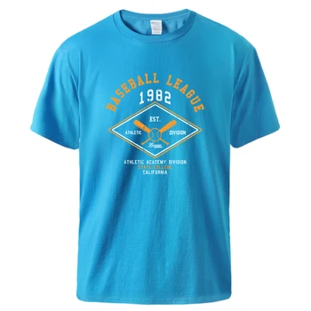 Бейсбольная лига Est. Футболки спортивного дивизиона 1982 года, мужская хлопковая повседневная одежда в стиле ретро с круглым вырезом и короткими рукавами, мягкие дышащие футболки