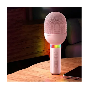 Беспроводной микрофон S8 Домашний музыкальный плеер Микрофон Аудио Встроенный интеллектуальный динамик шумоподавления Розовый