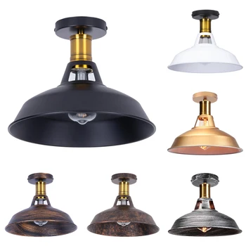 Винтажный Ретро потолочный светильник с абажуром, промышленный потолочный светильник, освещение для спальни, кухни, гостиной, домашнего декора, lampara led