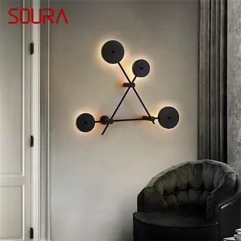 Внутренний настенный светильник SOURA LED Black, современное бра в скандинавском стиле, креативное украшение для дома, спальни, гостиной, столовой