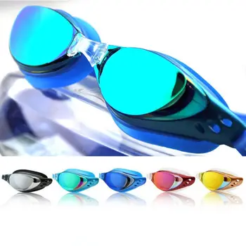 Водонепроницаемые плавательные очки для мужчин и женщин с противотуманными линзами, Регулируемые плавательные очки с защитой от ультрафиолета, силиконовые очки для дайвинга для плавания