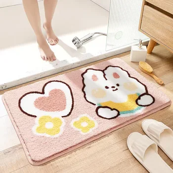Впитывающие ковры с мультяшным кроликом, Противоскользящий коврик для душа, ванной, кухни, входной двери, ванной, коврика для ванной, туалета, домашнего декора