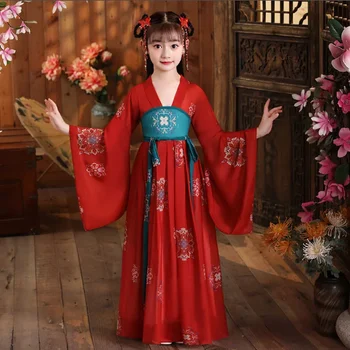 Девочки Китайская Древняя Супер Фея Ханфу Дети Девочка Детский Костюм Танг Костюм Платье Детская Принцесса Платье В Китайском Стиле Сцена