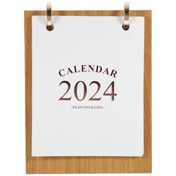Декор Настольный перевернутый календарь Бумажный ежемесячный планировщик Расписание Календарь с деревянной подставкой для домашнего офиса