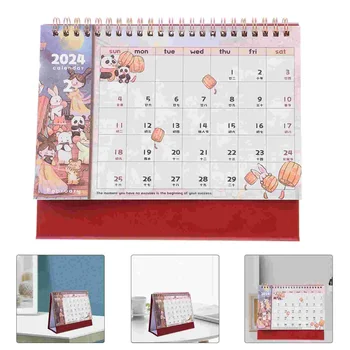 Декор рабочего стола Настольный Календарь 2024 Мультфильм Маленький декор Складное бумажное украшение для офиса по планированию