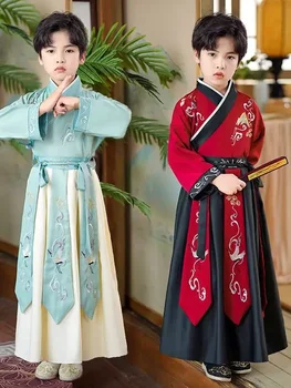 Детские мужские и женские костюмы Hanfu, костюм в китайском стиле, старинные перекрещенные воротники, костюмы Hanfu Tang