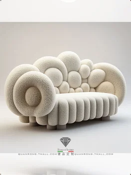 Диван в кремовом стиле, Индивидуальный диван из овечьей шерсти на 3 персоны, Креативный Новый стиль, мебель в бесшумном стиле, диван из овечьей шерсти