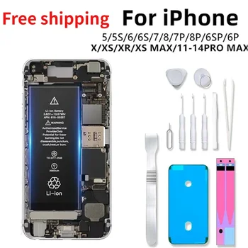 Для iPhone 14 13 12 11 Pro Max X XS XR XSMAX 5S 6 6S 7 8 Plus 7p Замена Аккумулятора телефона Оригинальной Емкости Bateria для Apple