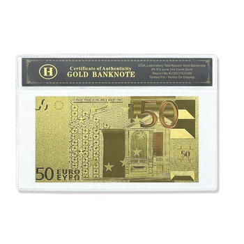 Европа Банкнота из золотой фольги 50 евро и предметы коллекционирования в виде ракушек Рекламные открытки Подарки Украшения поделки