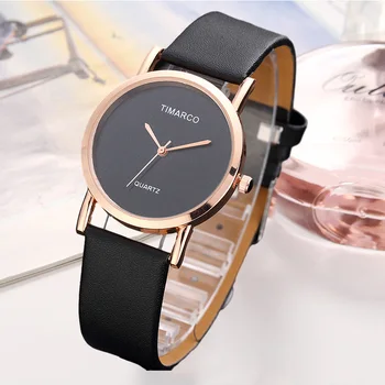 Женские часы бренда TIMARCO с простым металлическим циферблатом, женские кварцевые часы, кожаный ремешок для часов, модные элегантные женские часы reloj mujer