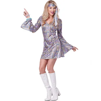 Женское Платье Peace Love в стиле Хиппи для вечеринки в Пурим 60-х 70-х годов, Одежда для Ночного Клуба в стиле Хиппи на Хэллоуин, Костюм Для Косплея в стиле Хиппи