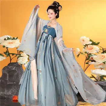 Женское платье Hanfu с древней китайской традиционной вышивкой, женский костюм феи Hanfu для косплея, летнее платье, красное Hanfu для женщин