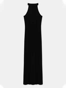 Женское сексуальное Макси-платье с глубоким V-образным вырезом и кружевной спинкой, без рукавов, облегающие платья длиной до щиколоток, облегающее вечернее платье с глубоким вырезом