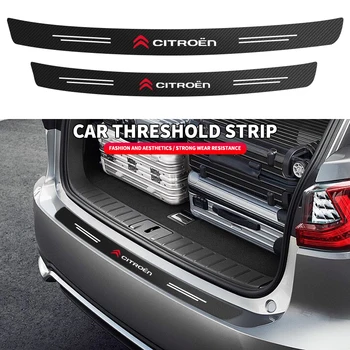 Защитная пластина заднего бампера багажника автомобиля, Защитная полоса от царапин для Citroen C4, Наклейка с логотипом из углеродного волокна, аксессуары для наклеек