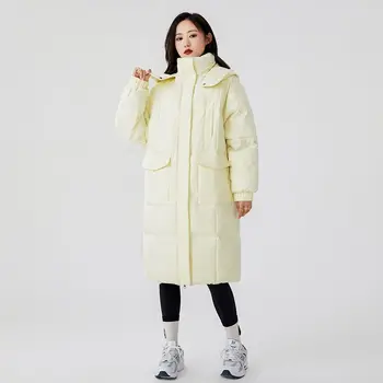 Зимнее новое женское хлопковое пальто, женское длинное пальто с капюшоном, женское ветрозащитное пальто, парки