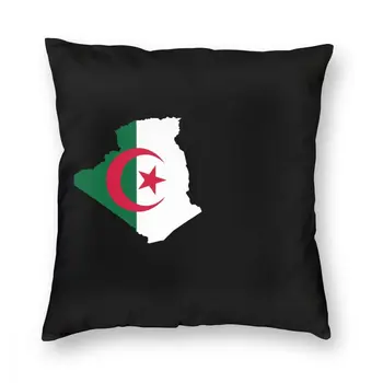 Карта Алжира, Флаг, Квадратная Наволочка для лица, Декоративная подушка из полиэстера, Повседневные Чехлы для подушек