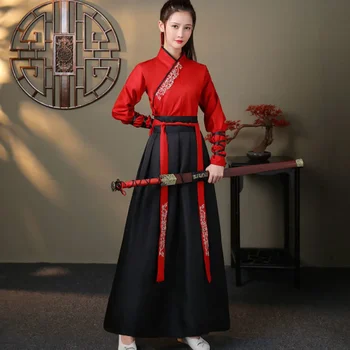 Китайское платье Hanfu Женская одежда Винтажный этнический стиль Модная одежда Элегантная уличная одежда Повседневное Китайское традиционное платье