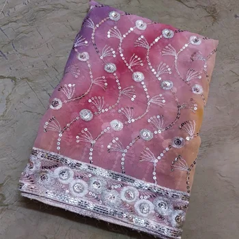 Классические индийские сари, свадебный шарф из пайеток Дупатта, расшитая бисером фата из жоржета
