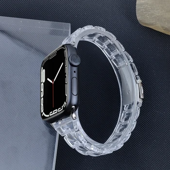 Корреа для Apple watch band серии 7 6 5 4 SE 41 мм 45 мм 40 мм 44 мм прозрачный тонкий ремешок из смолы для iwatch 3 38 мм 42 мм женский браслет