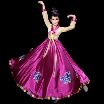 Костюмы для корейских танцевальных представлений, взрослые женщины Для традиционных дворцовых этнических представлений Hanfu Одеваются в широкие юбки-качели.