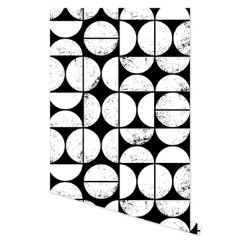 Креативные обои с геометрическим рисунком в черно-белый горошек, ПВХ Самоклеящаяся наклейка на плитку для ванной комнаты, мебели, кухни, домашнего декора