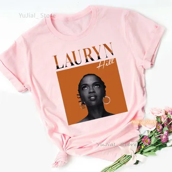 Крутая розовая футболка с принтом Rainbow Lauryn Hill, женская футболка Fugees Music в стиле хип-хоп, женская эстетическая одежда, Летние топы, футболка