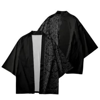 Летний Свободный Кардиган, Пляжные шорты, Уличная одежда Для мужчин И женщин, Однотонная Японская рубашка-кимоно с принтом Хаори, Косплей-Юкат
