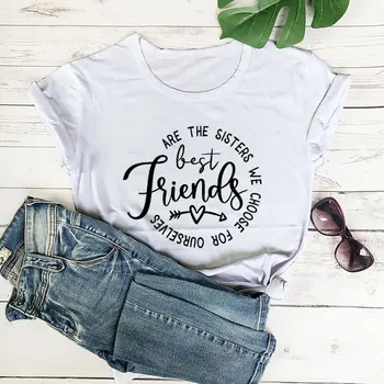 Лучшие друзья-сестры, женская футболка из 100% хлопка, Забавный Летний Повседневный Топ с коротким рукавом для девочек, Подарок на День рождения