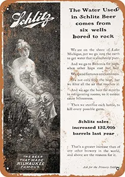 Металлическая вывеска - 1903 Schlitz Beer Water - Винтажный вид